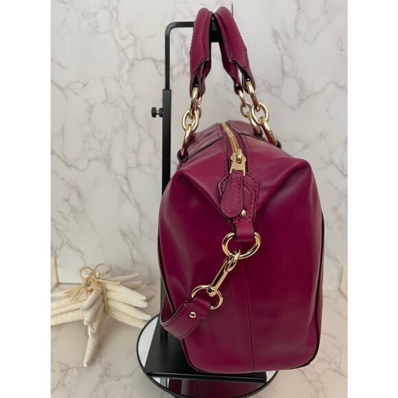 COACH Colette Magenta Leather Satchel, Gold Accents, 2 Hang Tags, Dustbag NWT - Picture 11 of 13